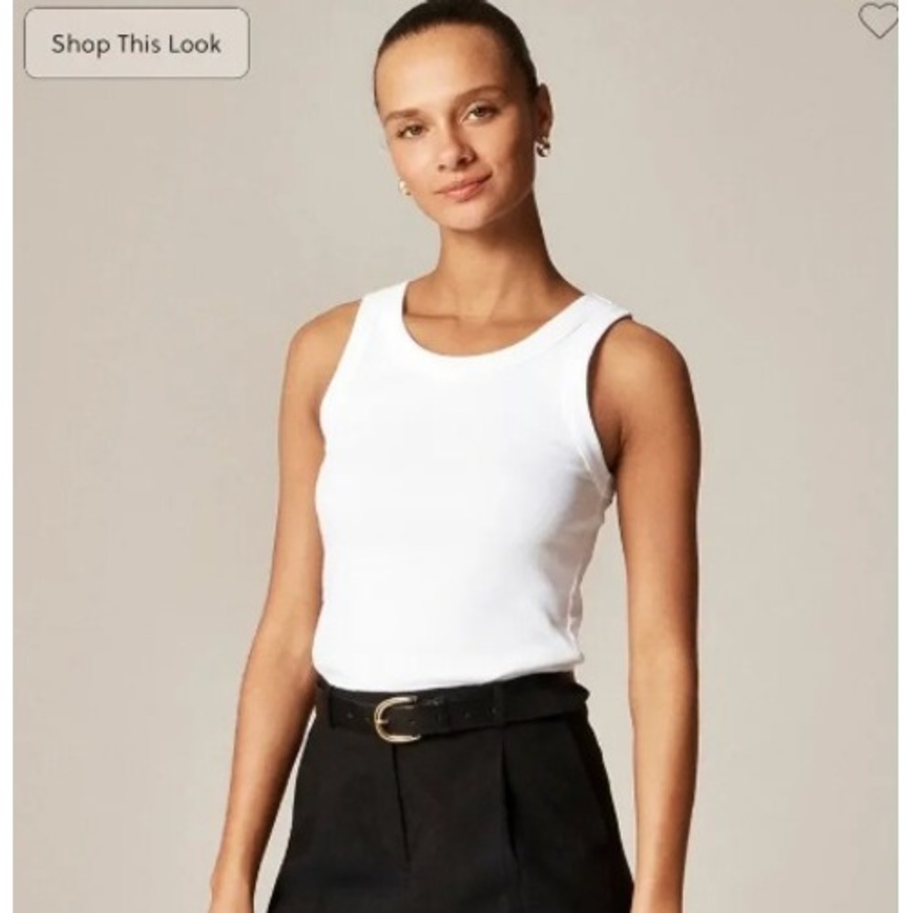 NEW J.Crew Perfect Fit High Neck Tank Top Size Medium White Cotton Clean Girl